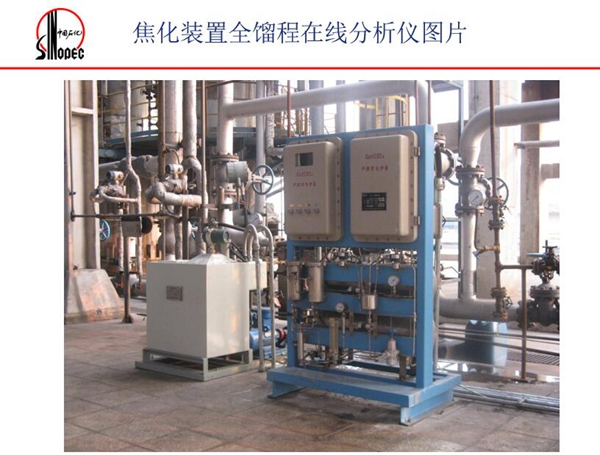 如圖所示，焦化裝置全餾程在線分析儀器